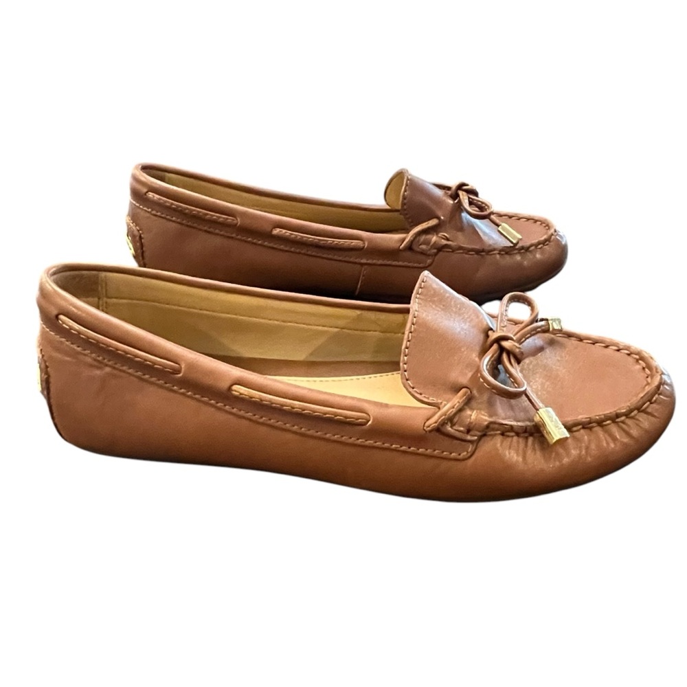 New Michael Kors MK Brown Leather Moccasin Loafers Flats Shoes 6M Tassels Casual